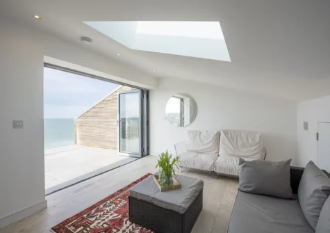 The fourth floor living room at 1 Island Reach, Newquay