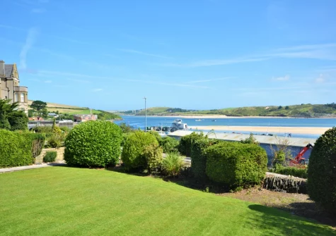 The view from the shared decked patio & alfresco dining area at 1 Pentyre House, Padstow
