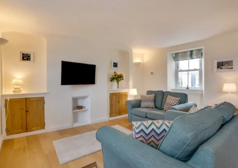 The living area at 1 Peverell Cottages, Porthleven