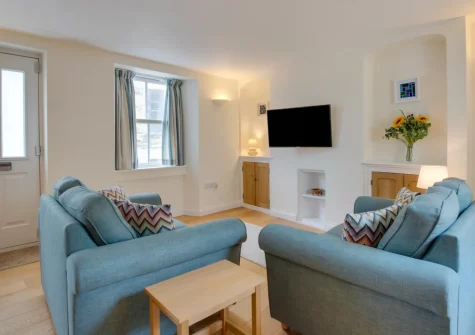 The living area at 1 Peverell Cottages, Porthleven