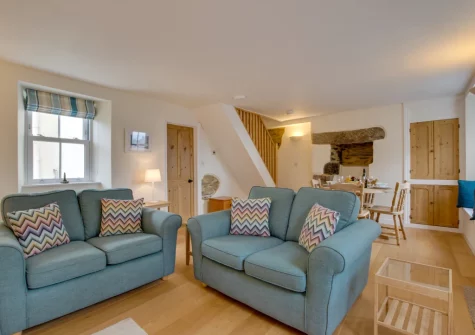 The living area at 1 Peverell Cottages, Porthleven