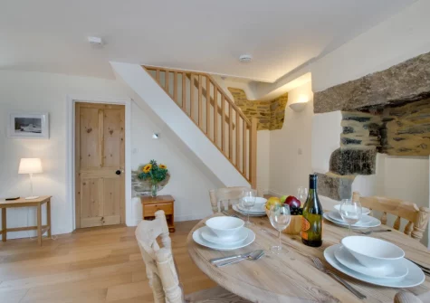 The dining area at 1 Peverell Cottages, Porthleven