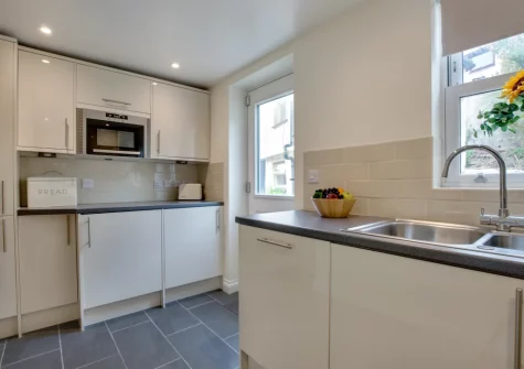 The kitchen at 1 Peverell Cottages, Porthleven