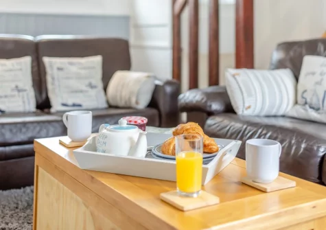 The living area at 1 Riverview, Looe