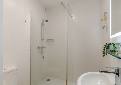 The shower room at 1 Seabirds House, St Ives