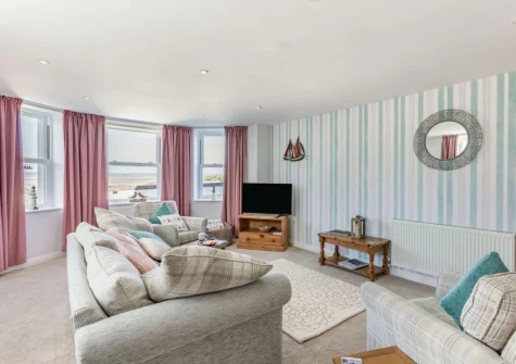 The living room at 1 Seascape, Westward Ho!