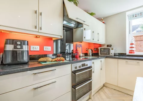 The kitchen at 1 Seascape, Westward Ho!