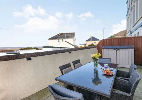 The enclosed patio, barecue & alfresco dining area at 1 Seascape, Westward Ho!