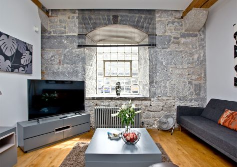 The open-plan living area at 10 Clarence, Royal William Yard, Plymouth