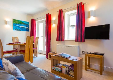 The open-plan living & dining area at 10 Jubilee Court, Lynton