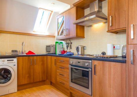 The open-plan kitchen at 10 Jubilee Court, Lynton