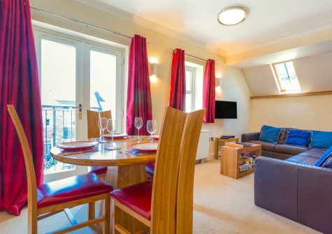 The open-plan dining area at 10 Jubilee Court, Lynton