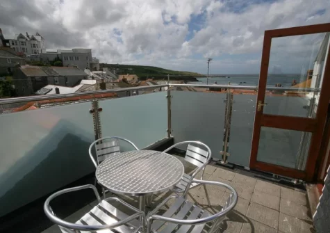 The second-floor terrace & outdoor sitting area at 10 Porthmeor Square, St Ives
