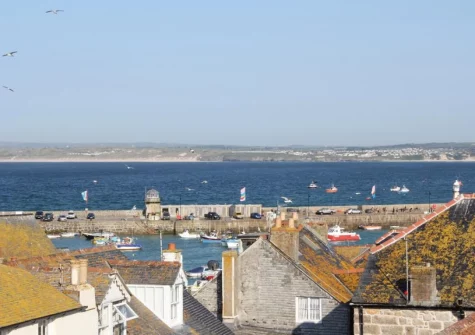 The view from the second-floor terrace & outdoor sitting area at 10 Porthmeor Square, St Ives
