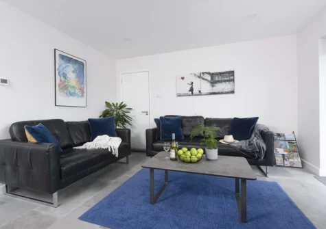 The living room at 10 The Valley, Porthcurno