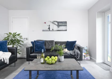 The living room at 10 The Valley, Porthcurno