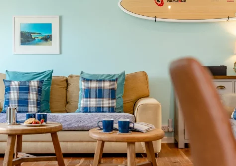 The living area at 10 The Watermark, Newquay