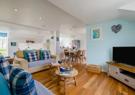 The living area at 10 The Watermark, Newquay