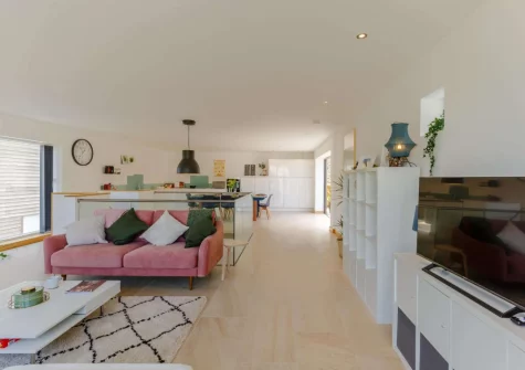 The living area at 11 Beachdown, Challaborough