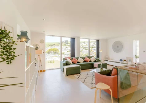 The living area at 11 Beachdown, Challaborough