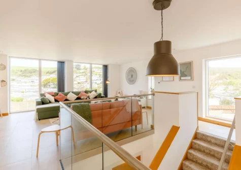 The living area at 11 Beachdown, Challaborough