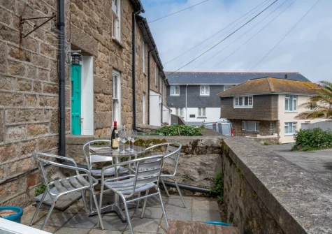 The patio & outdoor sitting area at 11 Burrow Road, St Ives