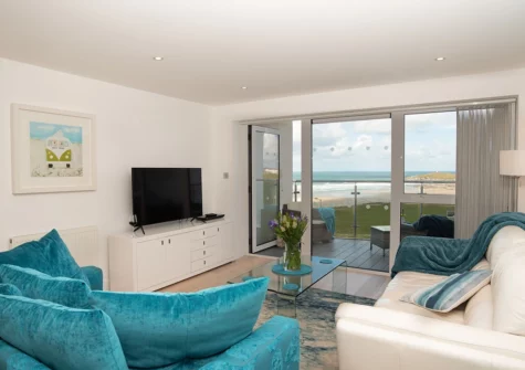 The living area at 11 Ocean Gate, Newquay