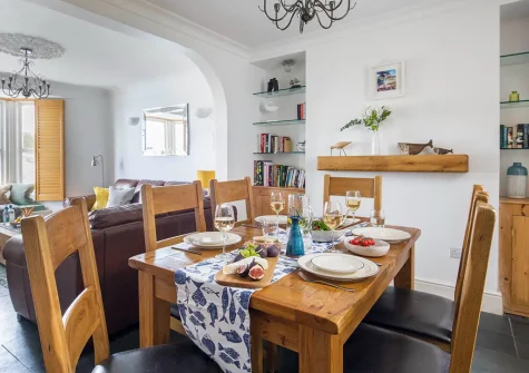 The dining area at 12 Bay View, Porthleven