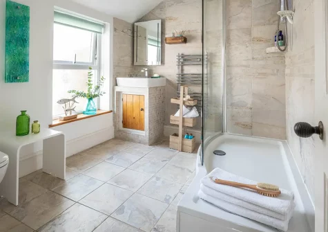 The shower room at 12 Bay View, Porthleven