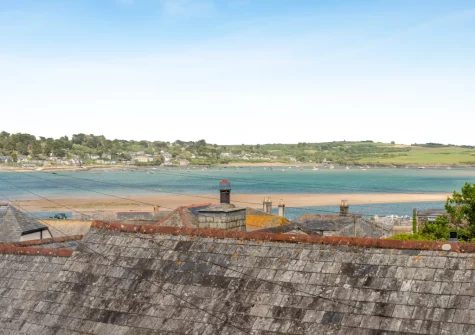 The town & estuary view from the second floor living room at 12 New Street, Padstow