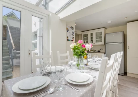 The dining area at 12 New Street, Padstow