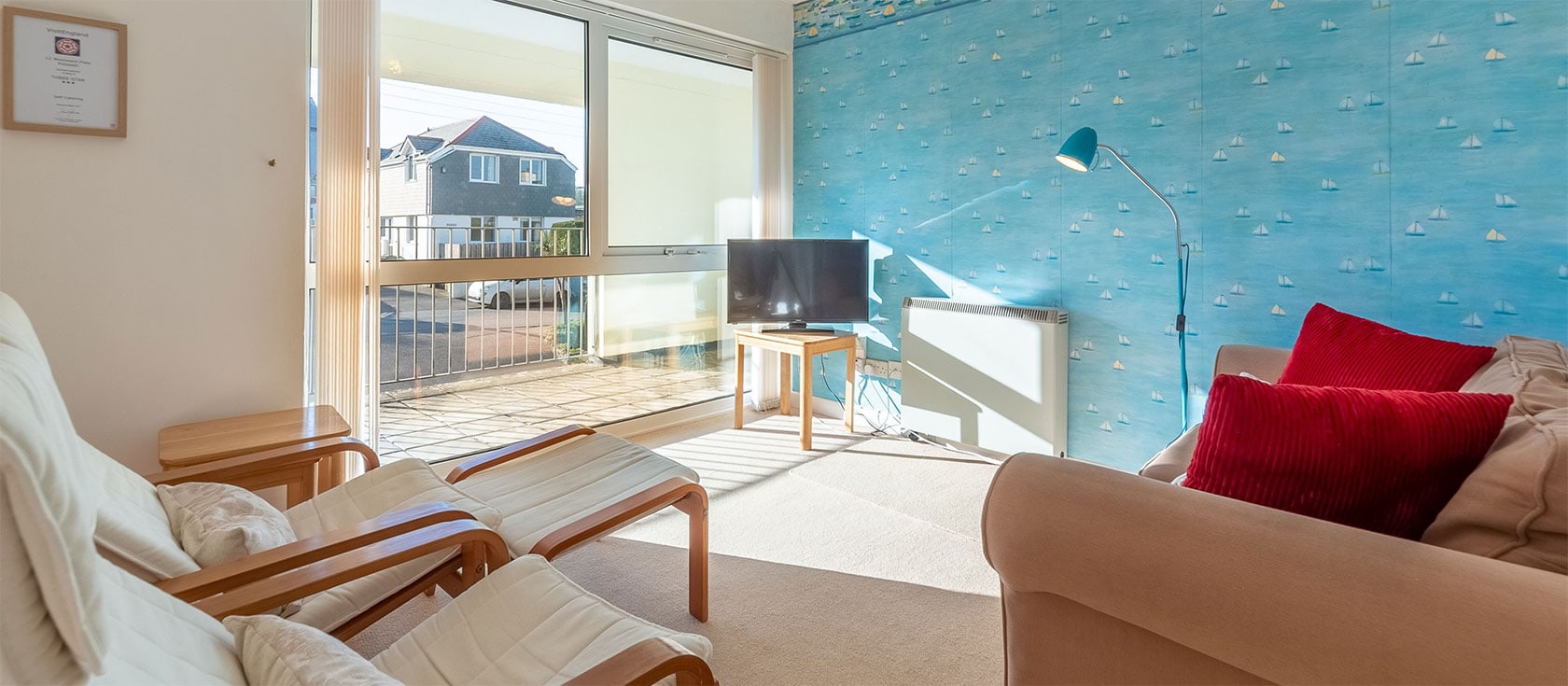 12 Westward, Polzeath is a two bedroom first floor apartment for four. Ideal for romantic breaks & family holidays it is a short walk from the sandy beach & pubs. The open-plan living room has a small balcony & kitchen with dishwasher. Allocated parking.