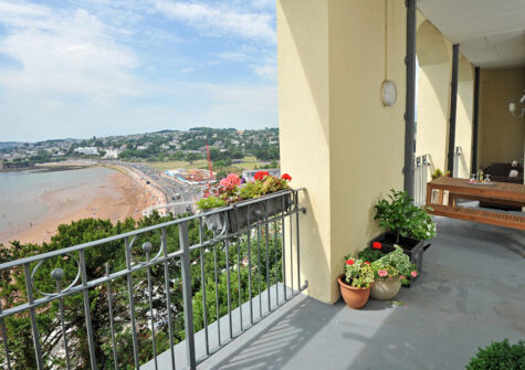 The balcony & beach view at 15 Astor House, Torquay