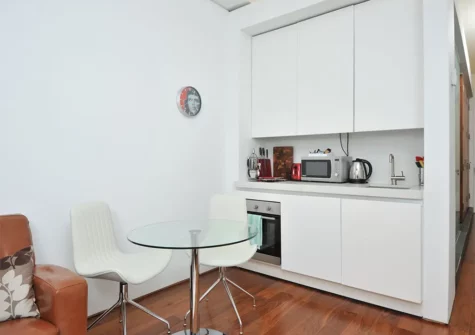 The open-plan living area & kitchen at 15 Mills Bakery, Royal William Yard, Plymouth
