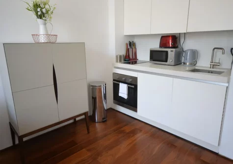 The open-plan living area & kitchen at 15 Mills Bakery, Royal William Yard, Plymouth