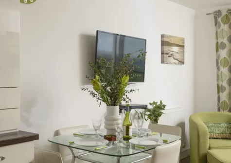 The dining area at 17 Astor Court, Newquay
