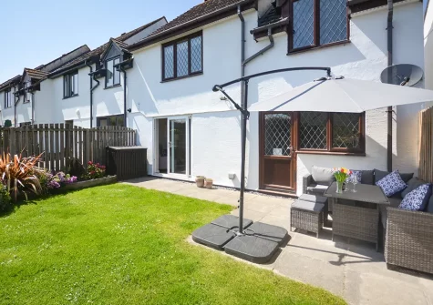 The patio, alfresco dining area & garden at 18 Raleigh Close, Padstow