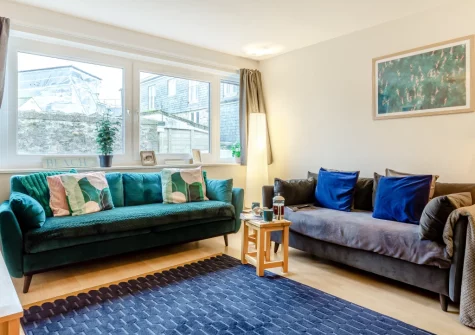 The living area at 18 St Nicholas Court, St Ives