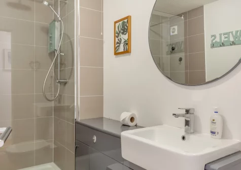 The shower room at 18 St Nicholas Court, St Ives