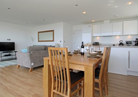 The open plan living and dining area @ 18 Zenith, Newquay