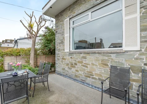 The patio balcony & alfreso dining area at 2 Clearwater, St Ives