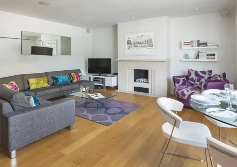 The living area at 21 Dart Marina, Dartmouth