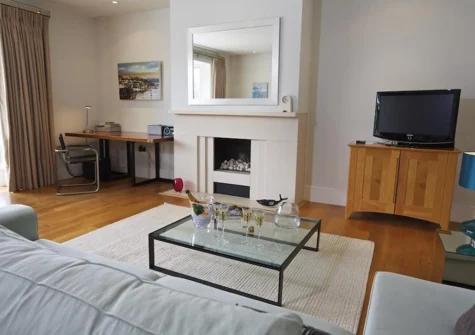 The living area at 22 Dart Marina, Dartmouth