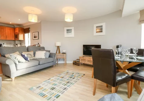 The living area at 25 The Waves, Tregurrian