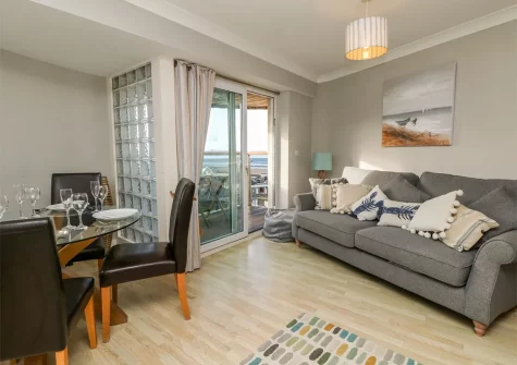 The living area at 25 The Waves, Tregurrian
