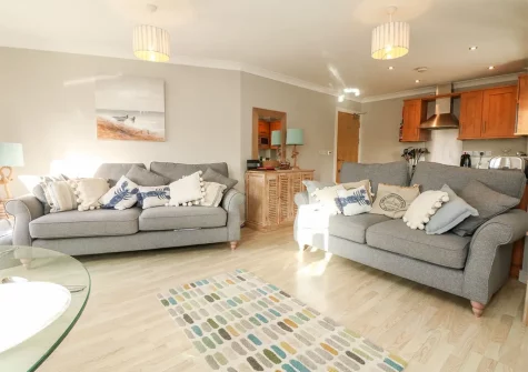 The living area at 25 The Waves, Tregurrian