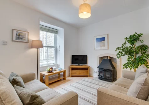 The living area at 26 Wesley Place, St Ives