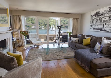 The living area at 28 Dart Marina, Dartmouth