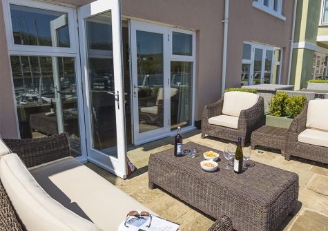 The outdoor patio at 28 Dart Marina, Dartmouth