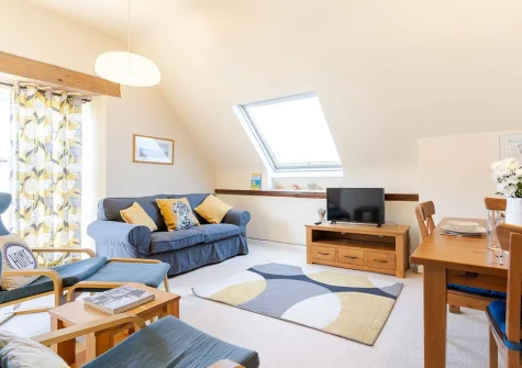 The living area at 3 The Old School House, St Agnes